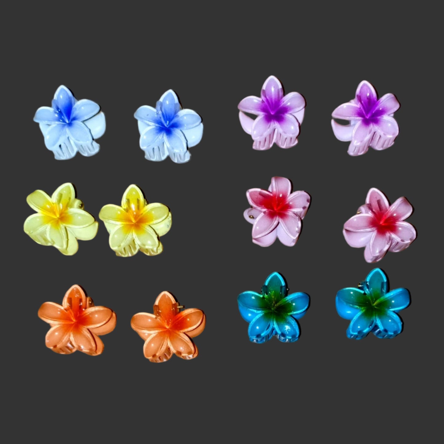 Colorful flower-shaped objects on a wooden surface