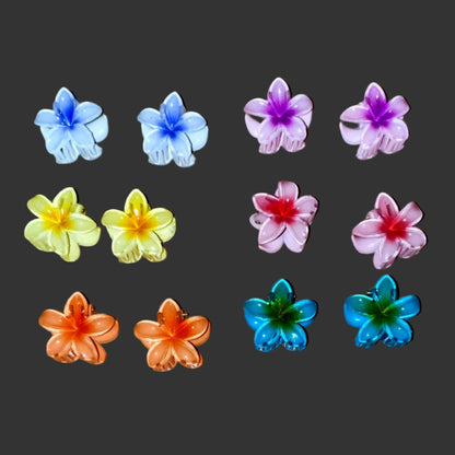 Colorful flower-shaped objects on a wooden surface